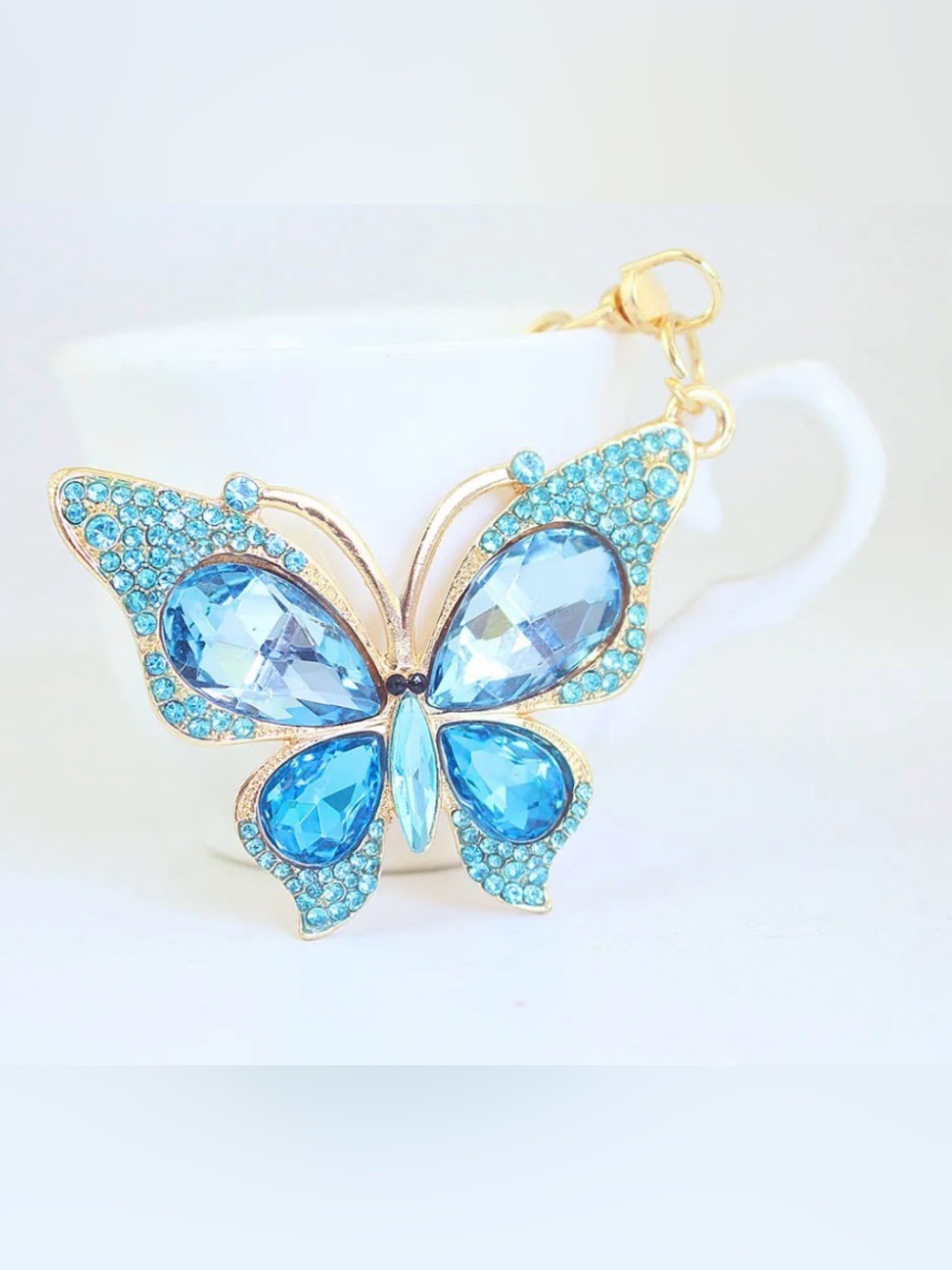 Crystal Butterfly Keychain Gold Plated - Picture 2 of 5